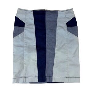 Monroe & Main Blue Patchwork Denim Mini Skirt Colorblock Size 8 Geometric Y2K